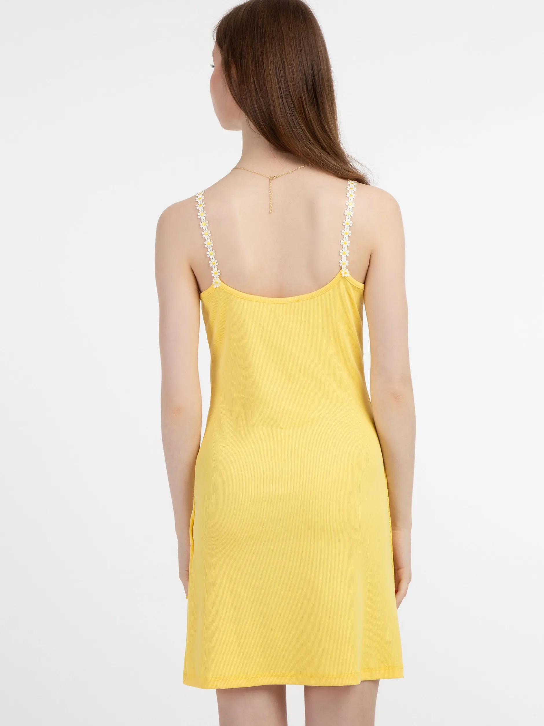 MyMo Damen Minikleid aus Rippstrick in gelb