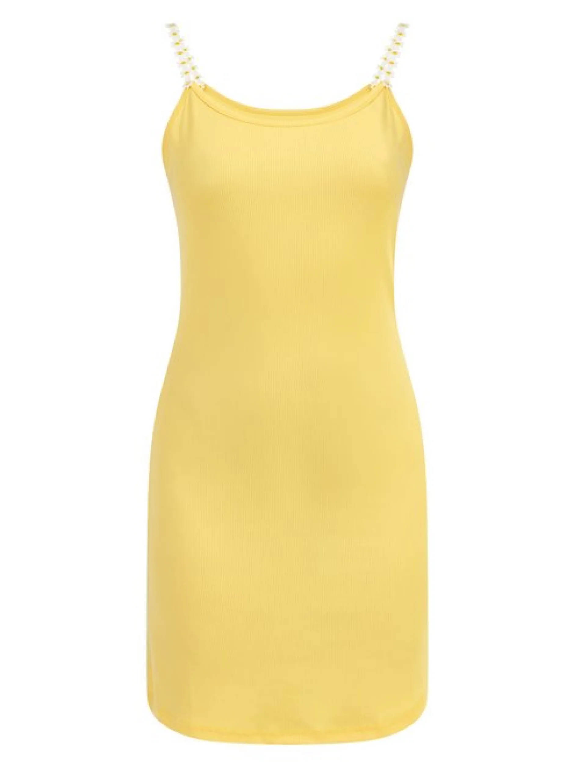 MyMo Damen Minikleid aus Rippstrick in gelb
