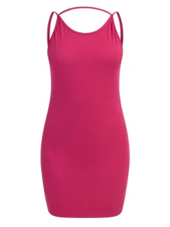 MyMo Damen Minikleid aus Rippstrick in pink