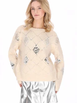 MyMo Damen Pullover in beige - Ausschnitt: Rundhals