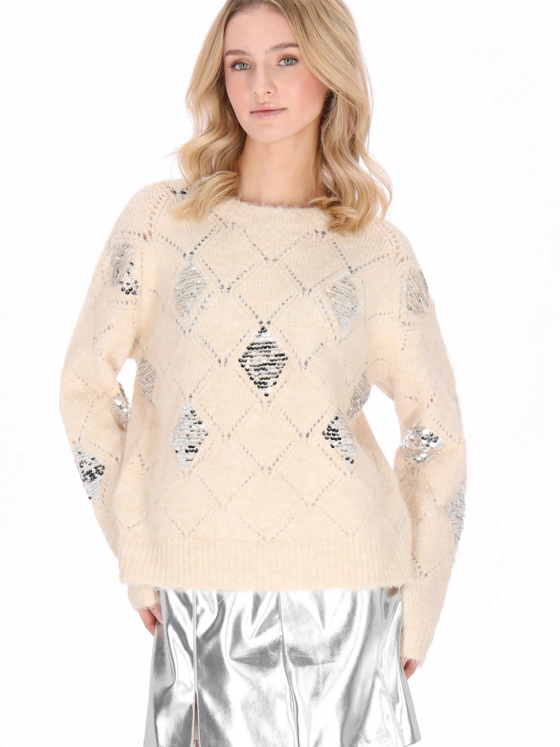 MyMo Damen Pullover in beige - Ausschnitt: Rundhals