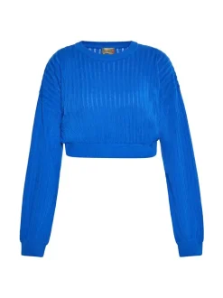 MyMo Damen Pullover in blau - Ausschnitt: Rundhals