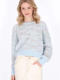 MyMo Damen Pullover in blau - Ausschnitt: Rundhals