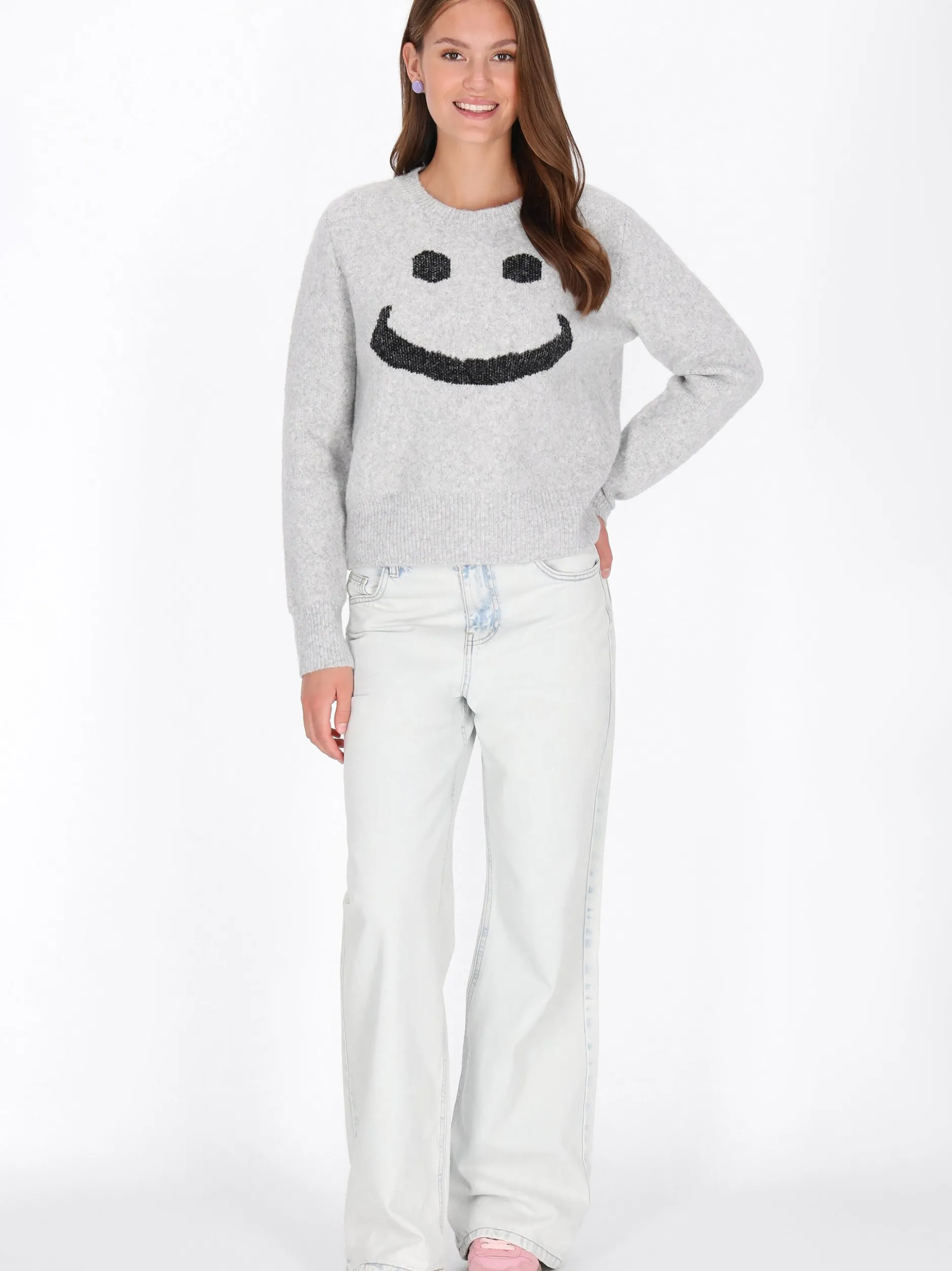 MyMo Damen Pullover in grau - Ausschnitt: Rundhals