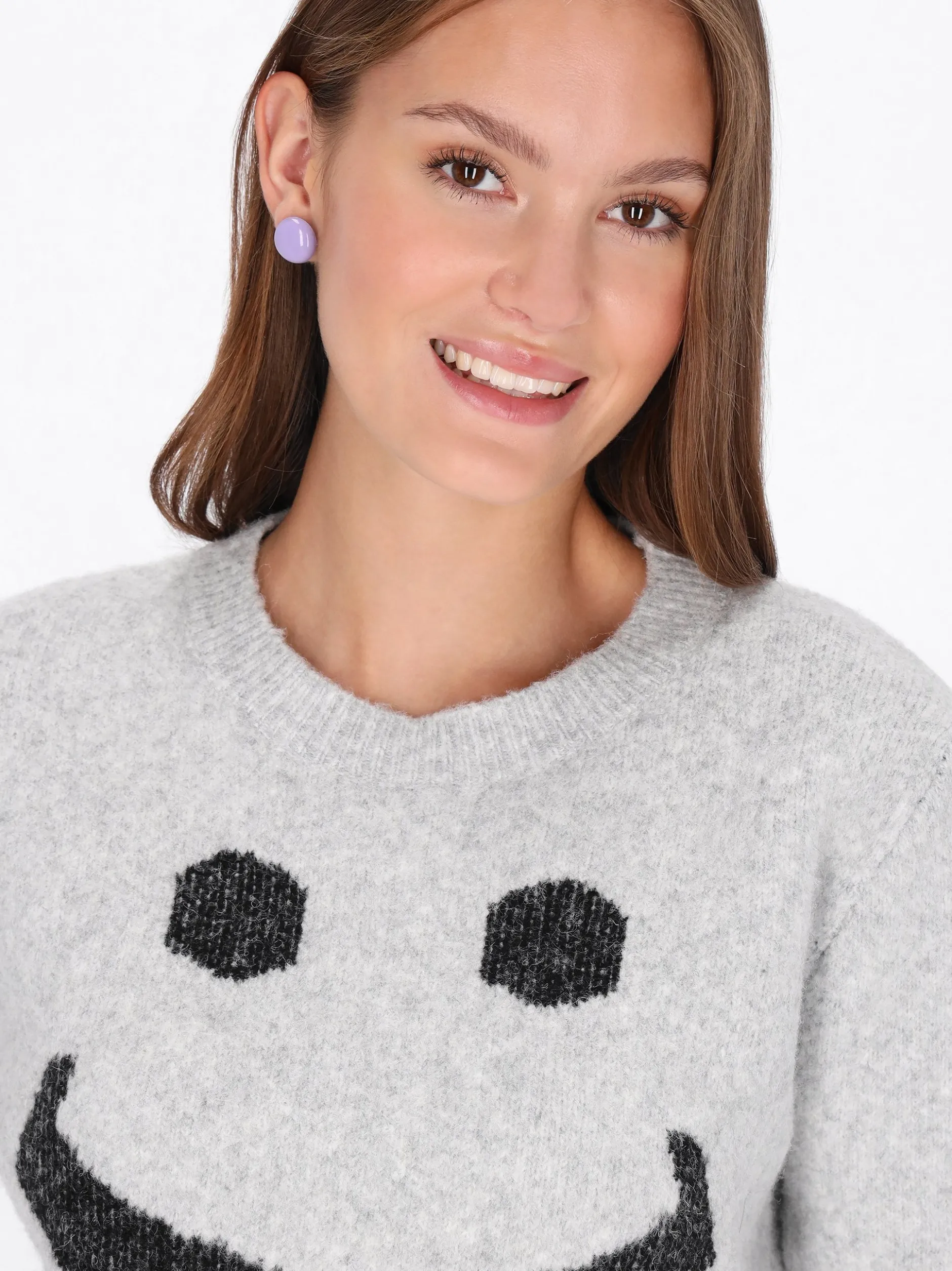 MyMo Damen Pullover in grau - Ausschnitt: Rundhals