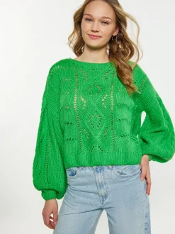 MyMo Damen Pullover in grün - Ausschnitt: Rundhals