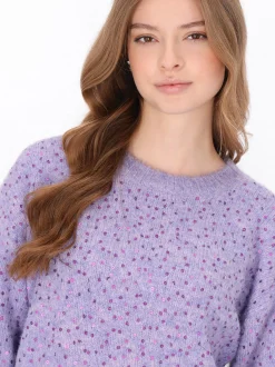 MyMo Damen Pullover in lila - Ausschnitt: Rundhals