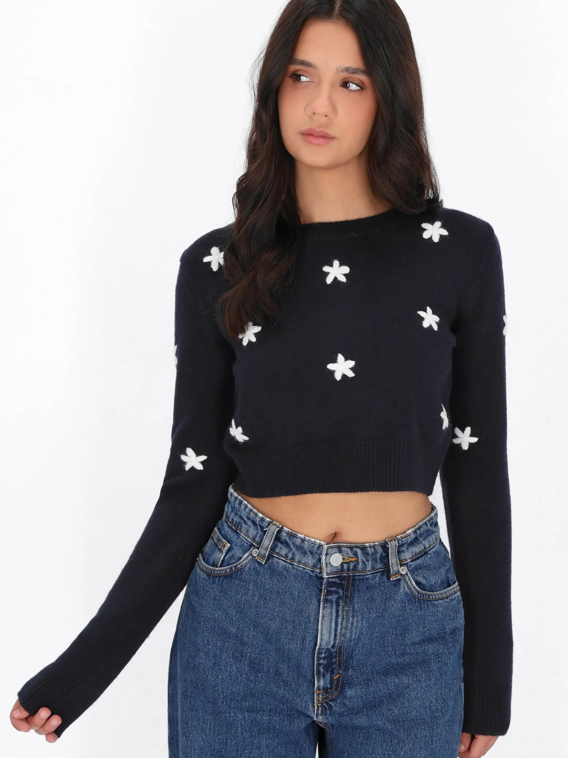 MyMo Damen Pullover in marine - Ausschnitt: Rundhals