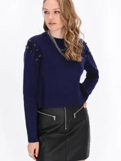 MyMo Damen Pullover in marine - Ausschnitt: Rundhals