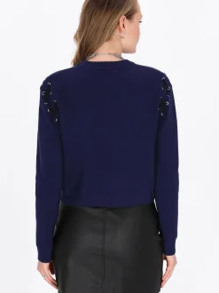 MyMo Damen Pullover in marine - Ausschnitt: Rundhals