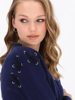 MyMo Damen Pullover in marine - Ausschnitt: Rundhals