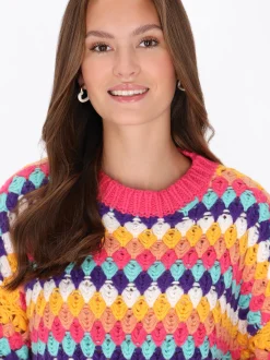 MyMo Damen Pullover in mehrfarbig - Ausschnitt: Rundhals