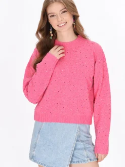 MyMo Damen Pullover in pink - Ausschnitt: Rundhals