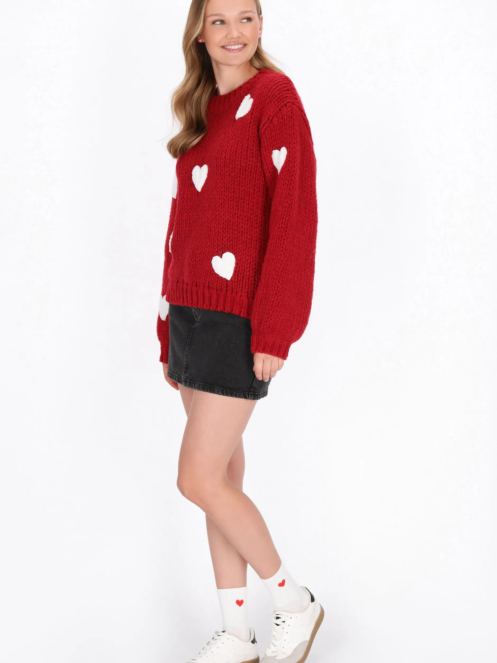 MyMo Damen Pullover in rot - Ausschnitt: Rundhals