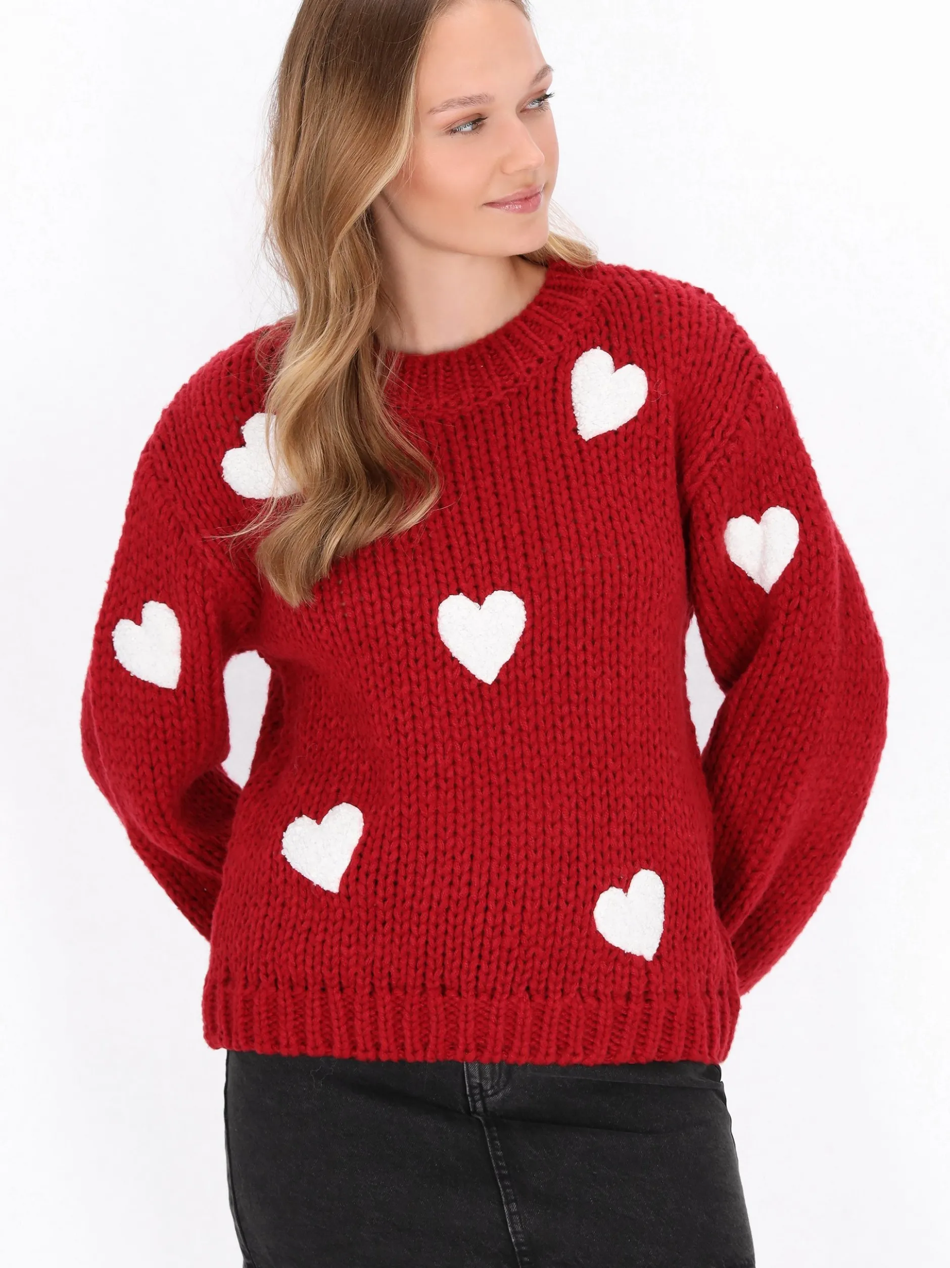 MyMo Damen Pullover in rot - Ausschnitt: Rundhals
