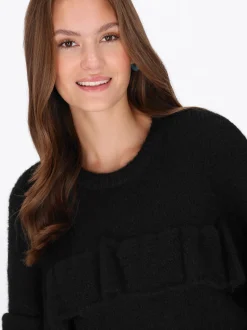 MyMo Damen Pullover in schwarz - Ausschnitt: Rundhals