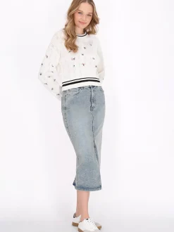 MyMo Damen Pullover in weiß - Ausschnitt: Rundhals