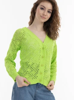 MyMo Damen Strickcardigan in grün