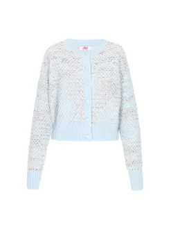 MyMo Damen Strickjacke in blau - Ausschnitt: Rundhals