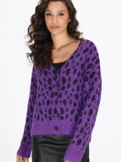 MyMo Damen Strickjacke in lila