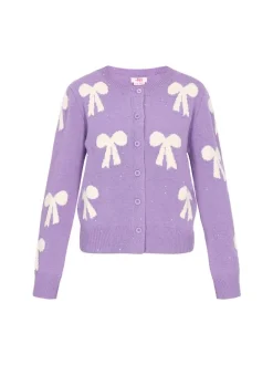 MyMo Damen Strickjacke in lila - Ausschnitt: Rundhals