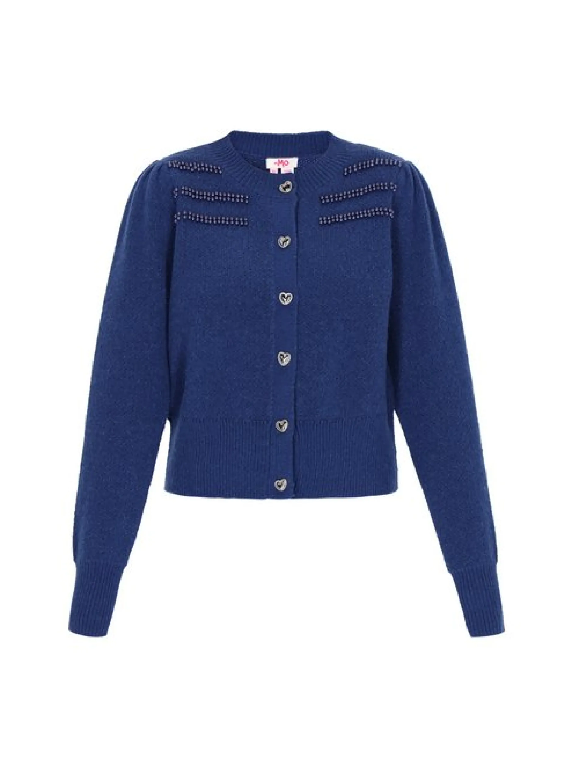 MyMo Damen Strickjacke in marine - Ausschnitt: Rundhals