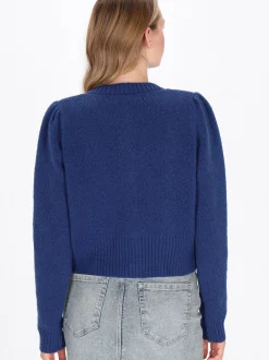 MyMo Damen Strickjacke in marine - Ausschnitt: Rundhals
