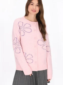 MyMo Damen Strickjacke in pink - Ausschnitt: Rundhals