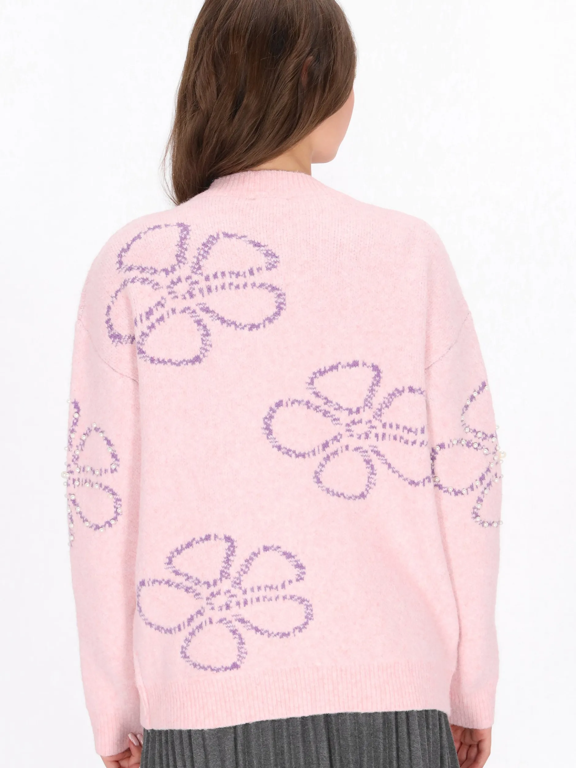 MyMo Damen Strickjacke in pink - Ausschnitt: Rundhals
