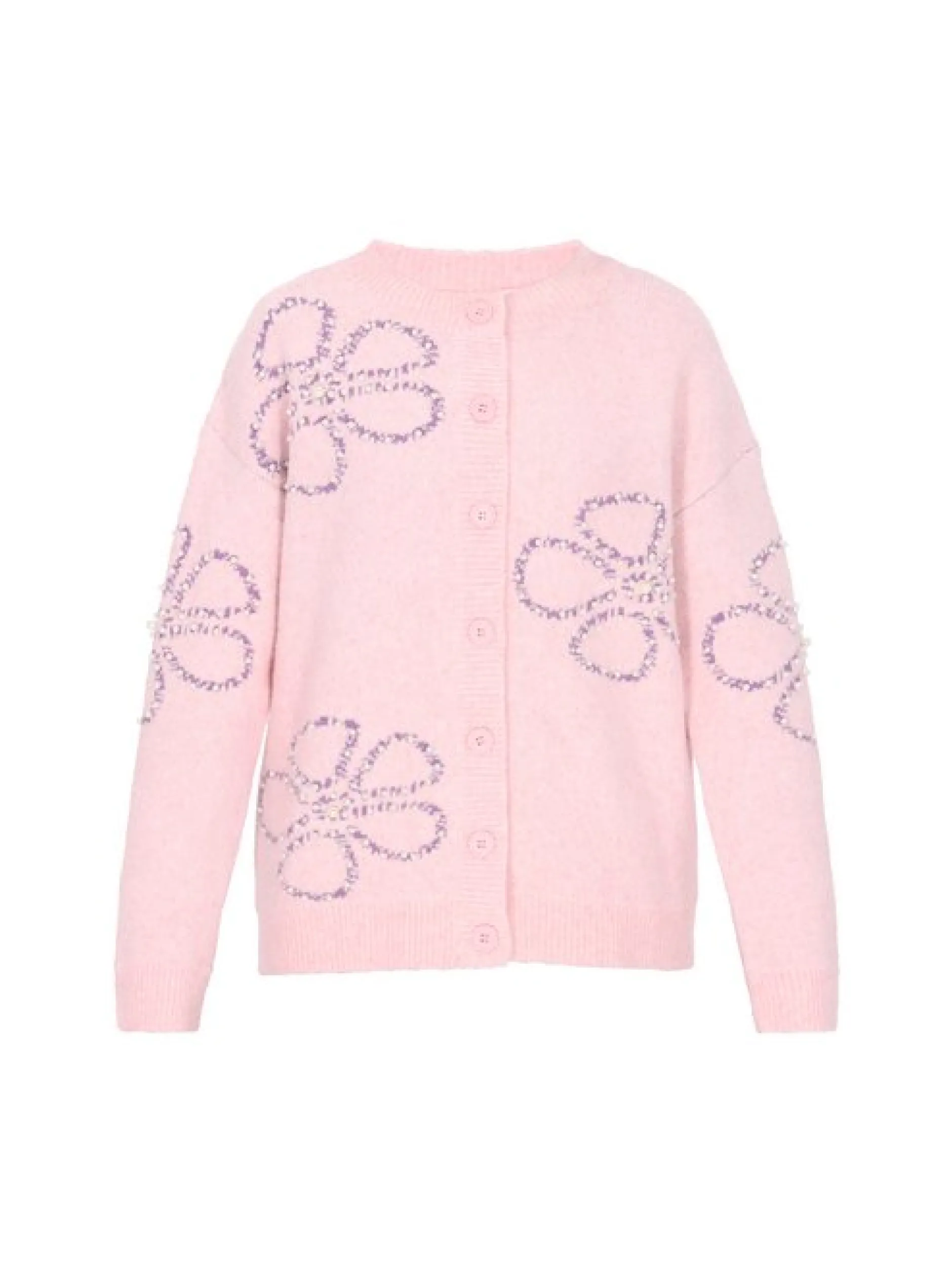 MyMo Damen Strickjacke in pink - Ausschnitt: Rundhals