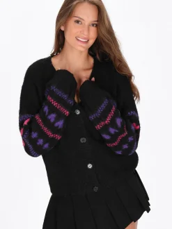 MyMo Damen Strickjacke in schwarz