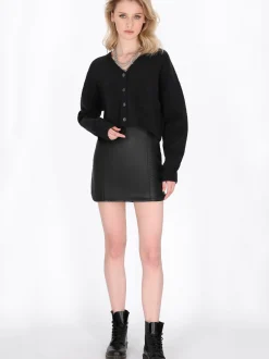 MyMo Damen Strickjacke in schwarz