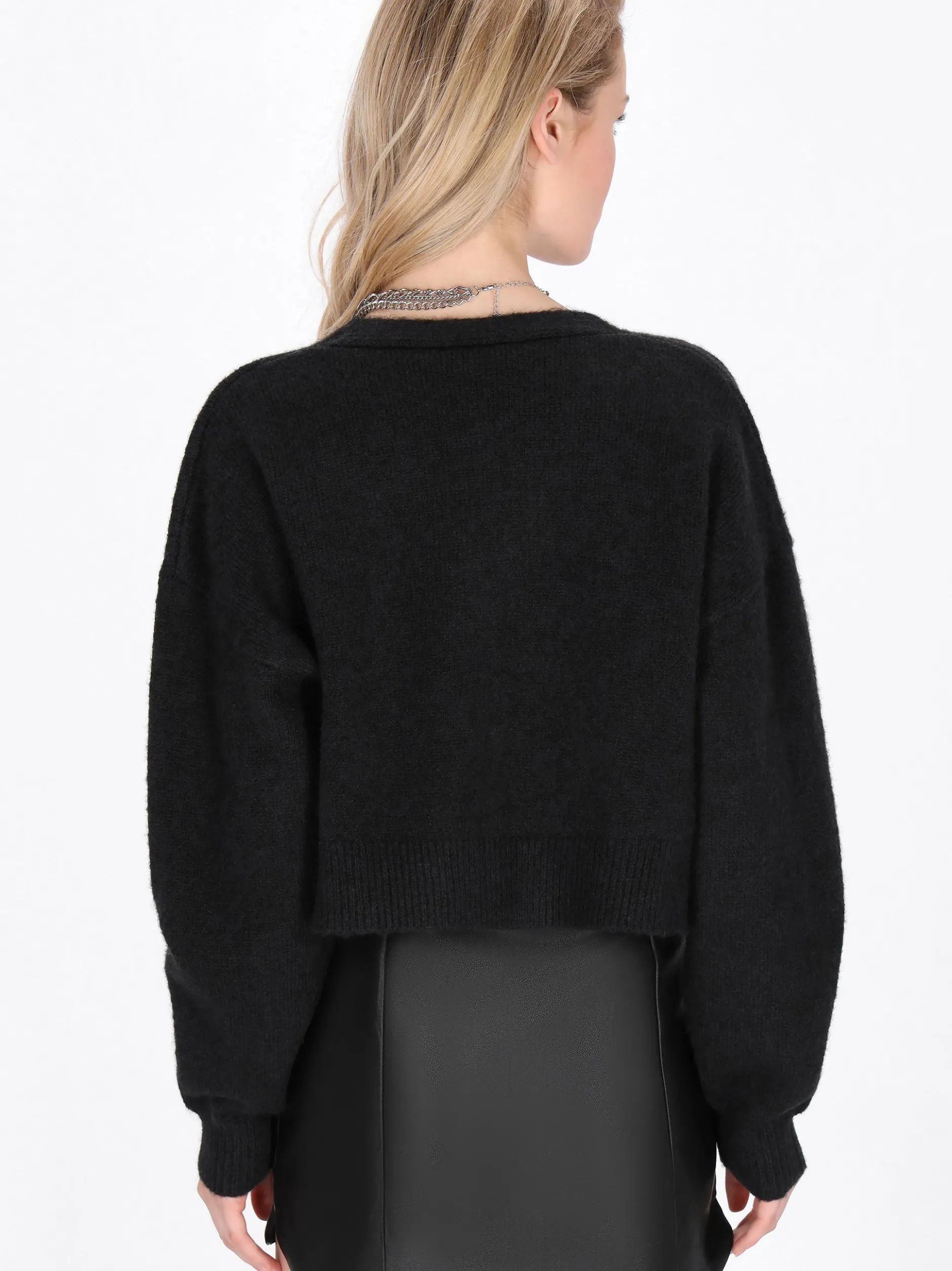 MyMo Damen Strickjacke in schwarz