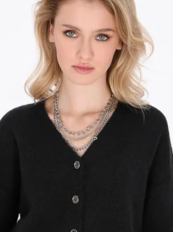 MyMo Damen Strickjacke in schwarz