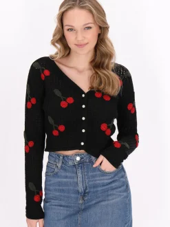 MyMo Damen Strickjacke in schwarz