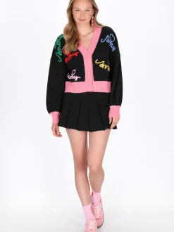 MyMo Damen Strickjacke in schwarz - Ausschnitt: Rundhals