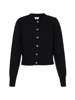 MyMo Damen Strickjacke in schwarz - Ausschnitt: Rundhals