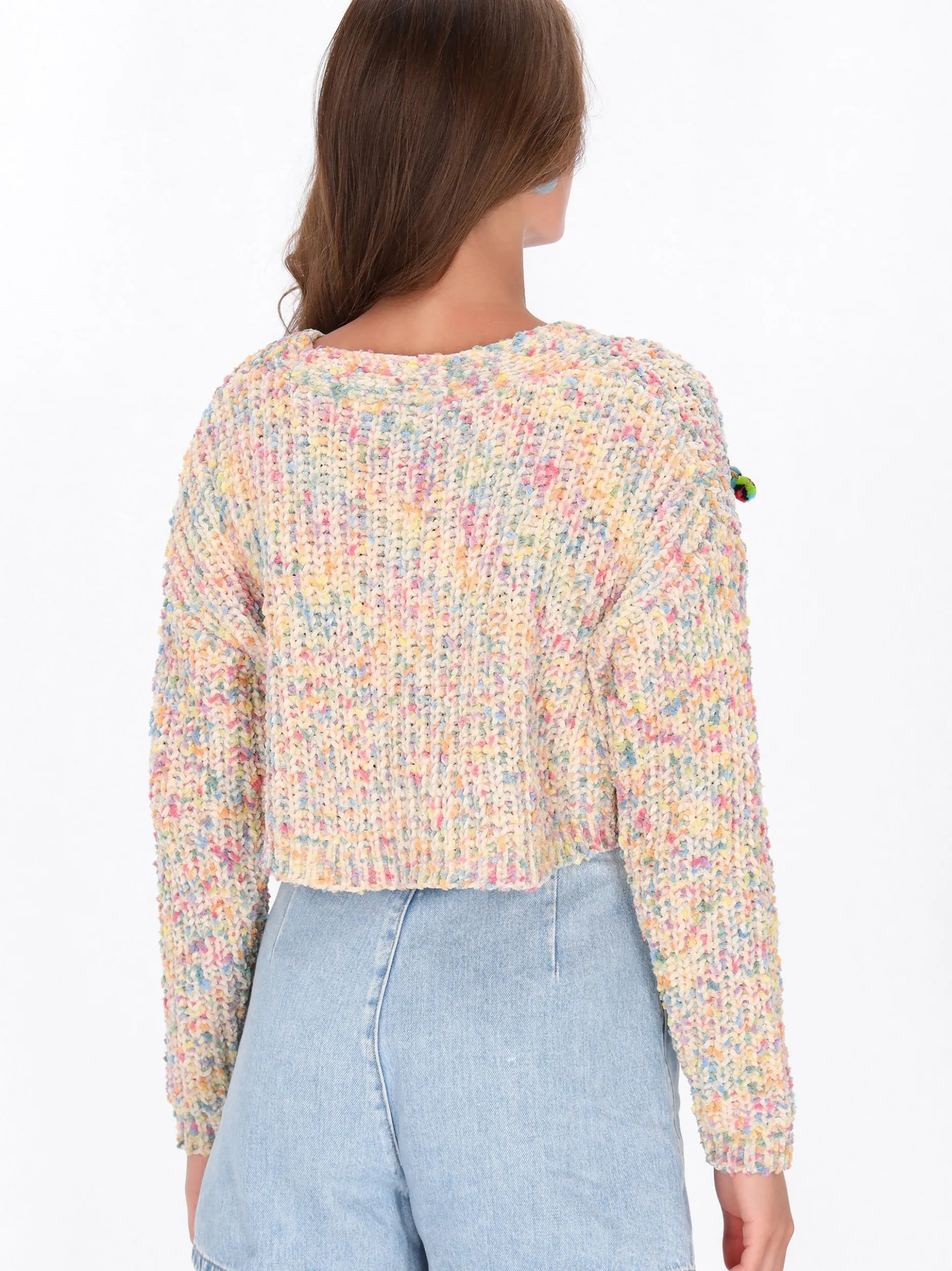 MyMo Damen Strickjacke in weiß