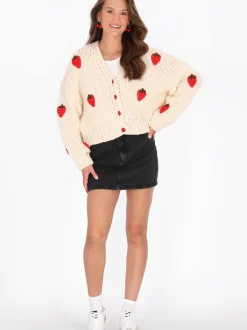 MyMo Damen Strickjacke in weiß