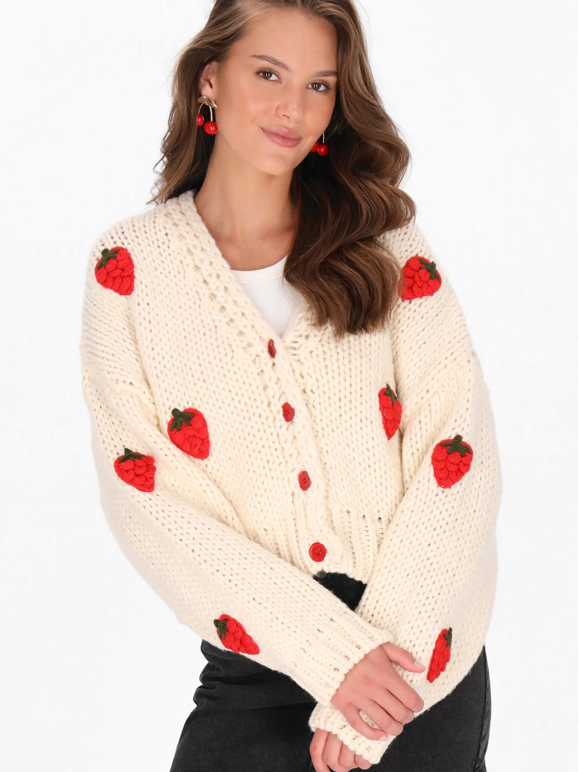 MyMo Damen Strickjacke in weiß