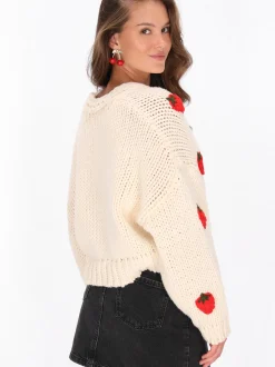MyMo Damen Strickjacke in weiß