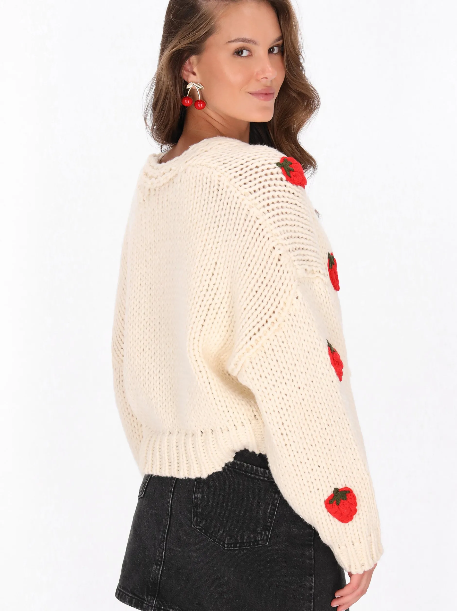 MyMo Damen Strickjacke in weiß