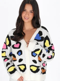 MyMo Damen Strickjacke in weiß