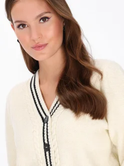 MyMo Damen Strickjacke in weiß