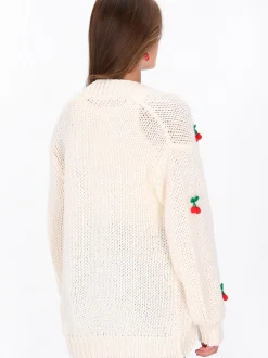 MyMo Damen Strickjacke in weiß
