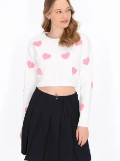 MyMo Damen Strickjacke in weiß - Ausschnitt: Rundhals