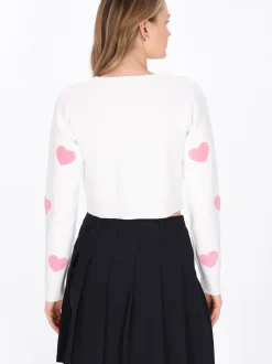 MyMo Damen Strickjacke in weiß - Ausschnitt: Rundhals