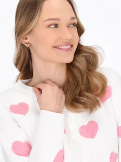 MyMo Damen Strickjacke in weiß - Ausschnitt: Rundhals
