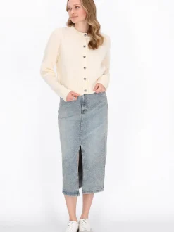 MyMo Damen Strickjacke in weiß - Ausschnitt: Rundhals