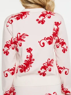 MyMo Damen Strickjacke in weiß rot